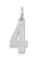 exquisite satin number four white gold baby charm